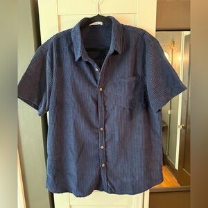 Zaful Navy Blue Casual Button Down Shirt